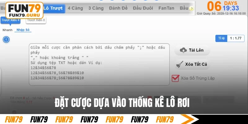 Đặt cược dựa vào thống kê lô rơi